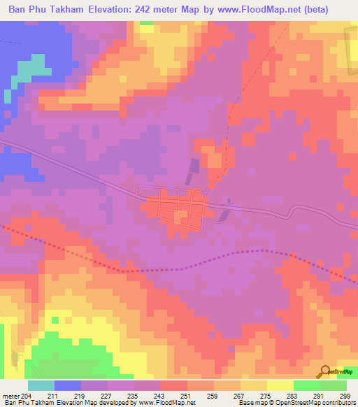 Ban Phu Takham,Thailand Elevation Map