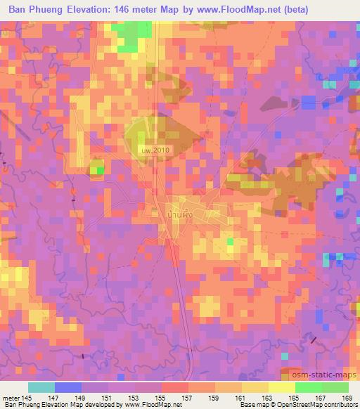Ban Phueng,Thailand Elevation Map