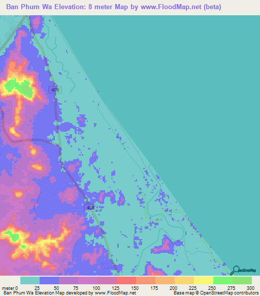 Ban Phum Wa,Thailand Elevation Map