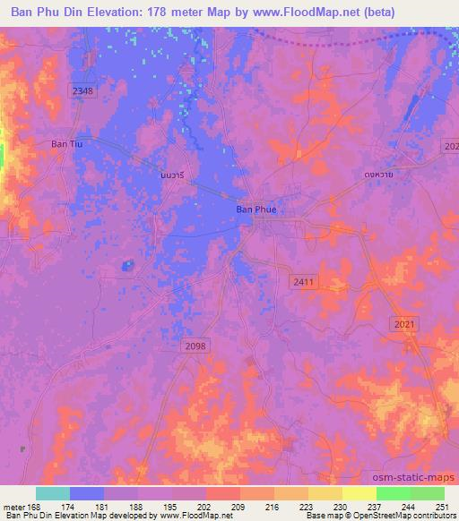 Ban Phu Din,Thailand Elevation Map