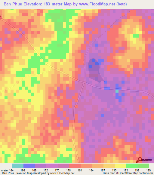 Ban Phue,Thailand Elevation Map