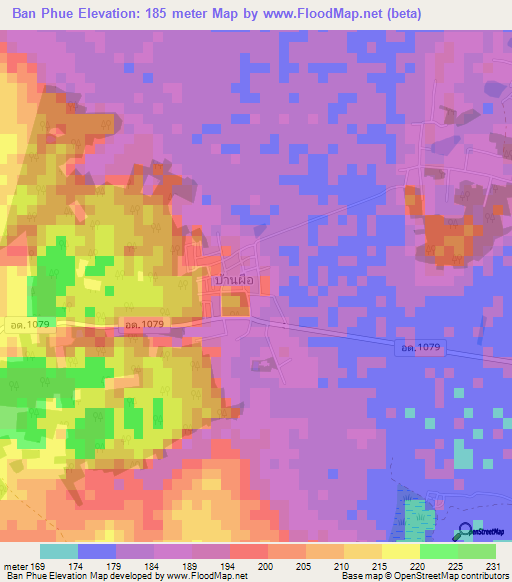 Ban Phue,Thailand Elevation Map