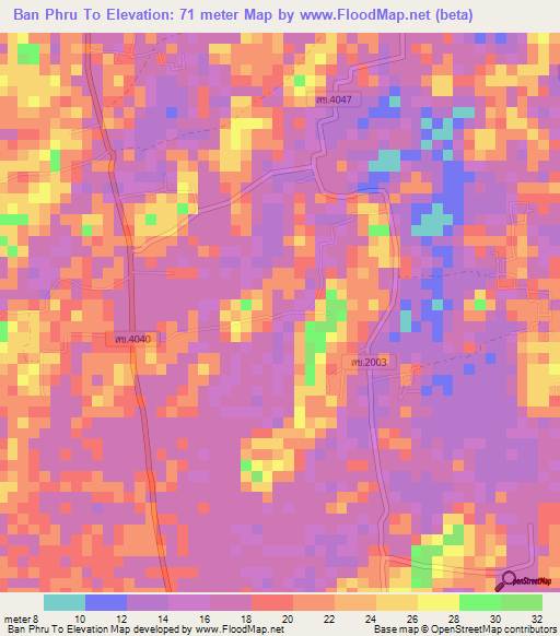 Ban Phru To,Thailand Elevation Map