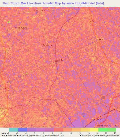 Ban Phrom Min,Thailand Elevation Map