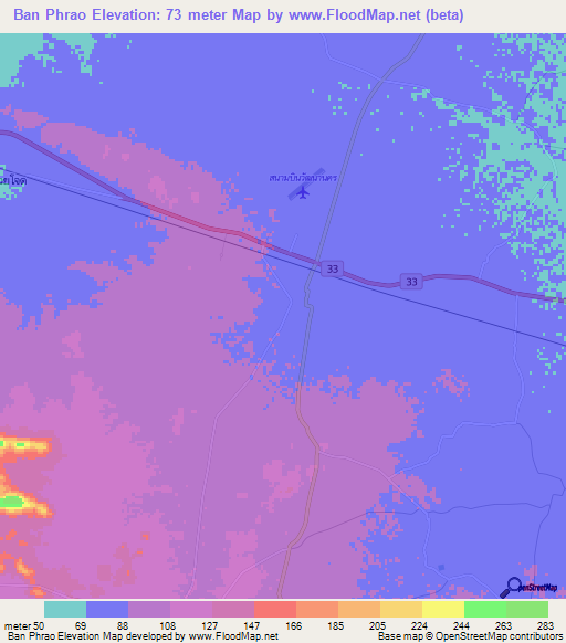 Ban Phrao,Thailand Elevation Map