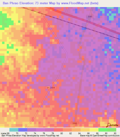 Ban Phrao,Thailand Elevation Map