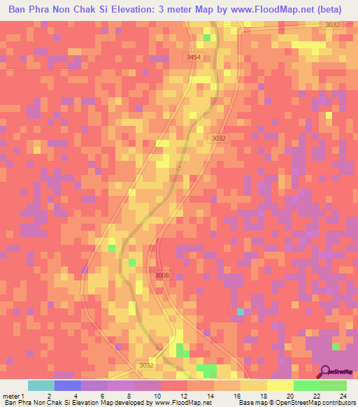 Ban Phra Non Chak Si,Thailand Elevation Map