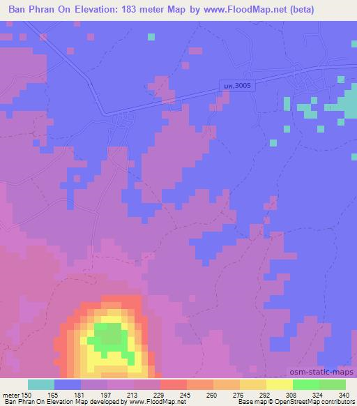 Ban Phran On,Thailand Elevation Map