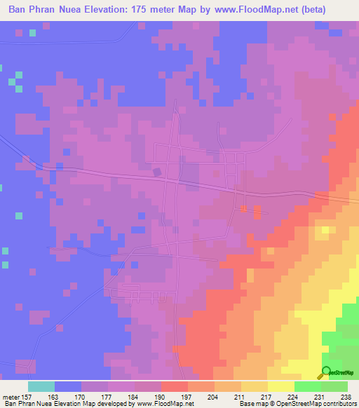 Ban Phran Nuea,Thailand Elevation Map