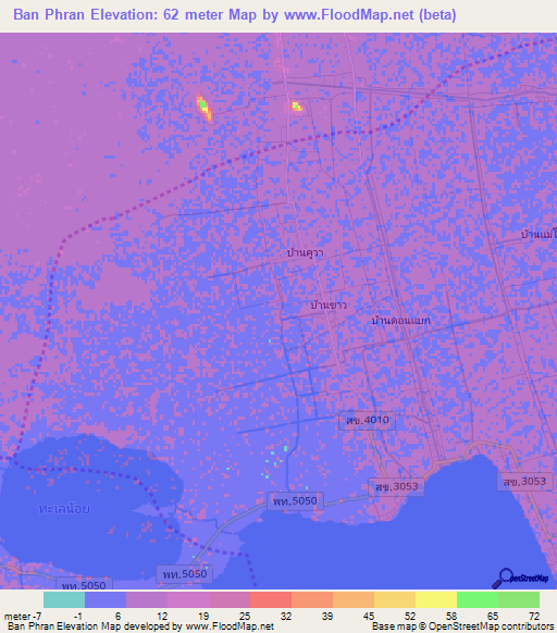 Ban Phran,Thailand Elevation Map