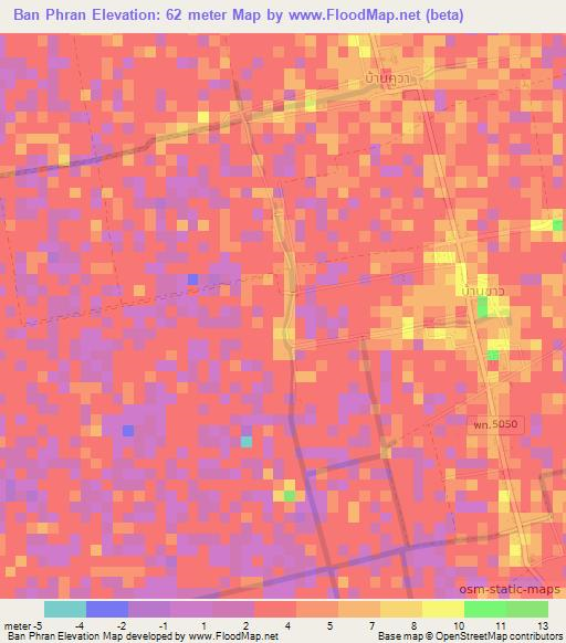 Ban Phran,Thailand Elevation Map