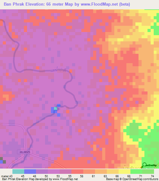 Ban Phrak,Thailand Elevation Map