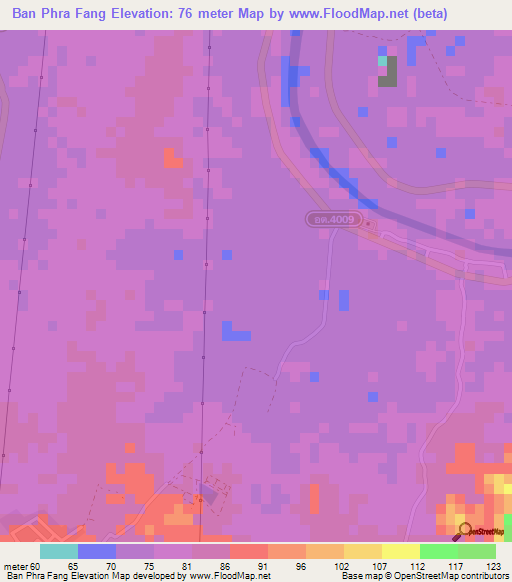 Ban Phra Fang,Thailand Elevation Map