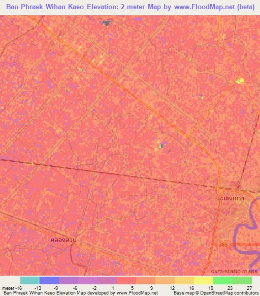 Ban Phraek Wihan Kaeo,Thailand Elevation Map