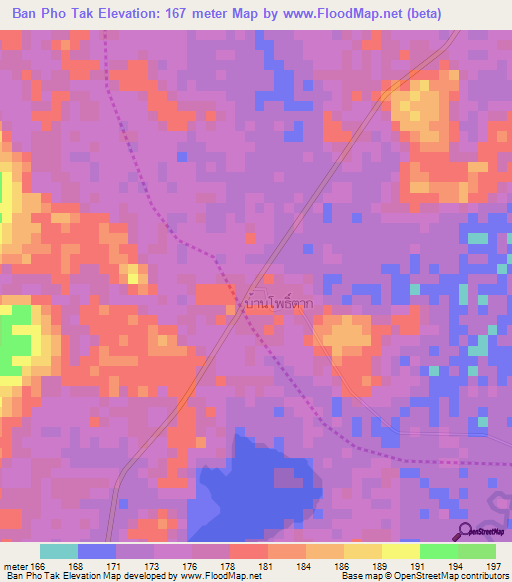Ban Pho Tak,Thailand Elevation Map