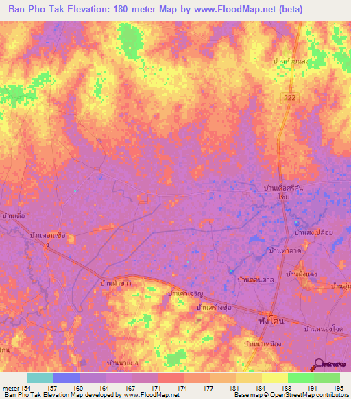Ban Pho Tak,Thailand Elevation Map