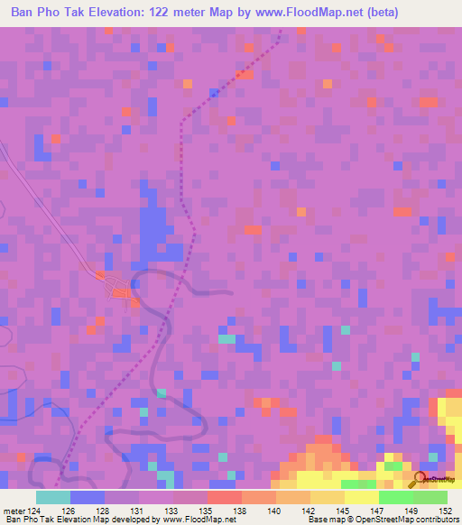 Ban Pho Tak,Thailand Elevation Map