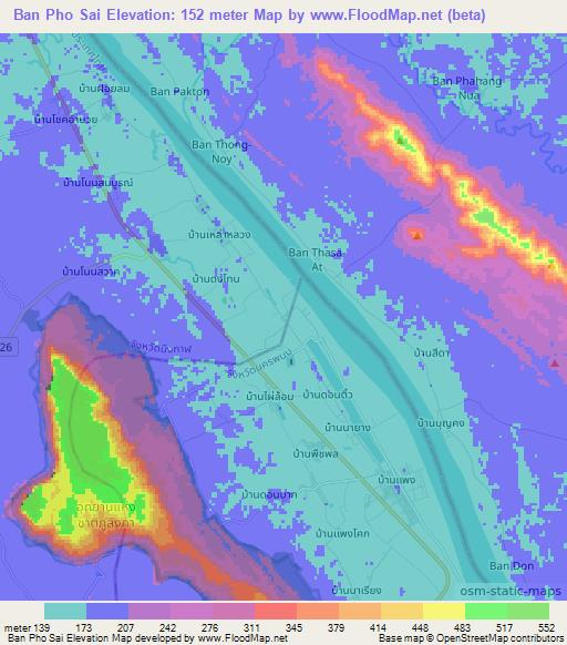 Ban Pho Sai,Thailand Elevation Map