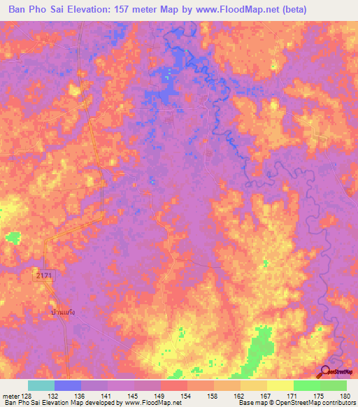 Ban Pho Sai,Thailand Elevation Map