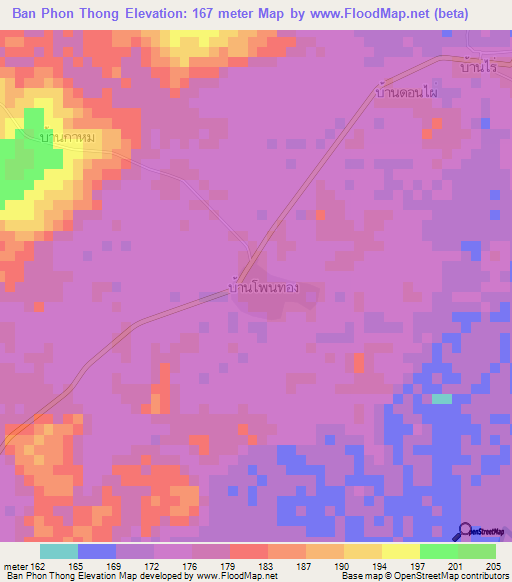 Ban Phon Thong,Thailand Elevation Map