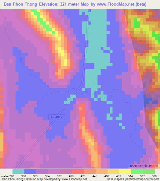 Ban Phon Thong,Thailand Elevation Map