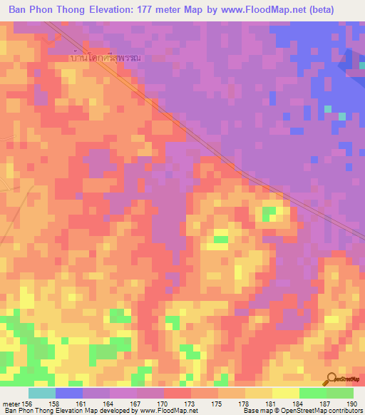 Ban Phon Thong,Thailand Elevation Map