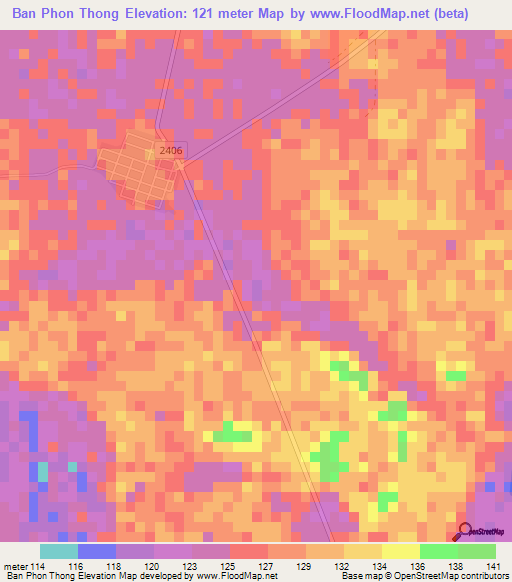 Ban Phon Thong,Thailand Elevation Map