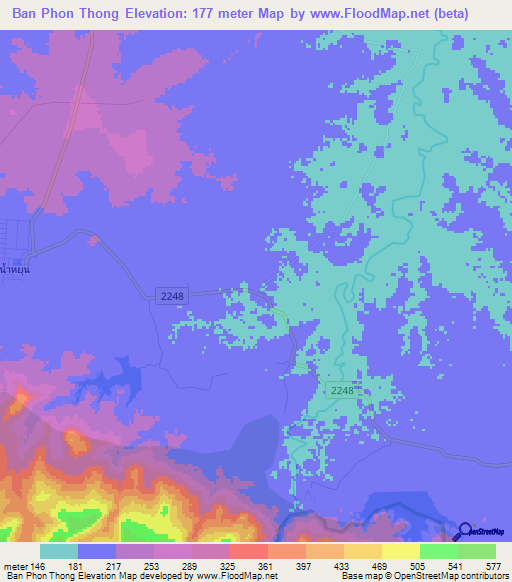 Ban Phon Thong,Thailand Elevation Map