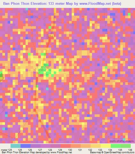 Ban Phon Thon,Thailand Elevation Map