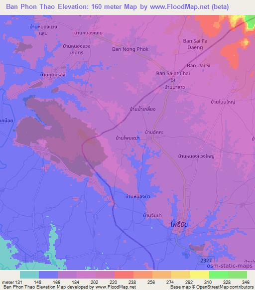 Ban Phon Thao,Thailand Elevation Map