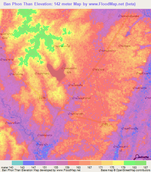 Ban Phon Than,Thailand Elevation Map