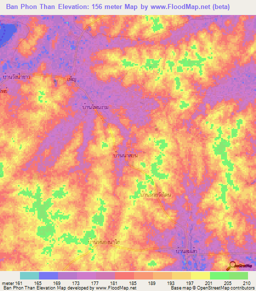 Ban Phon Than,Thailand Elevation Map
