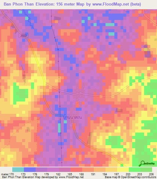 Ban Phon Than,Thailand Elevation Map