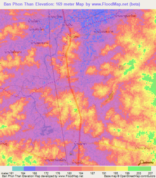 Ban Phon Than,Thailand Elevation Map