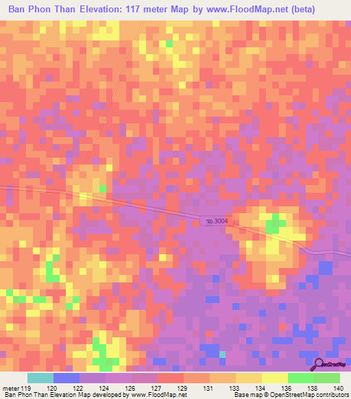 Ban Phon Than,Thailand Elevation Map