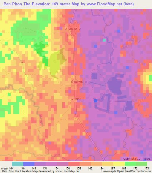Ban Phon Tha,Thailand Elevation Map