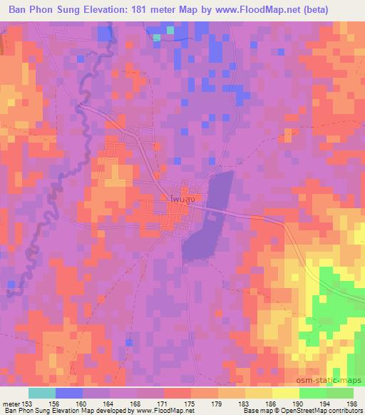 Ban Phon Sung,Thailand Elevation Map