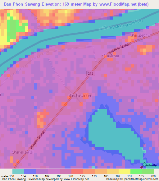 Ban Phon Sawang,Thailand Elevation Map