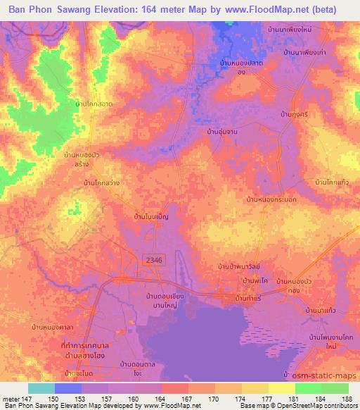 Ban Phon Sawang,Thailand Elevation Map