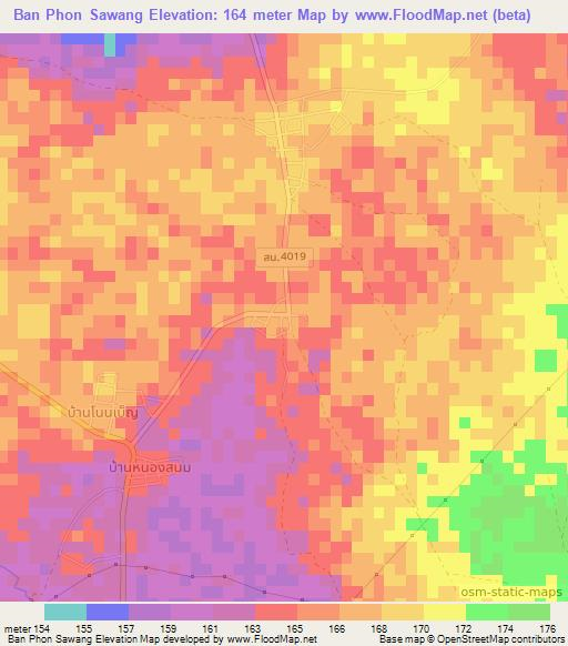 Ban Phon Sawang,Thailand Elevation Map