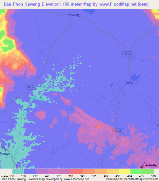 Ban Phon Sawang,Thailand Elevation Map