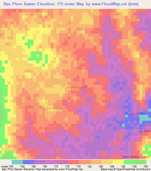 Ban Phon Sawan,Thailand Elevation Map