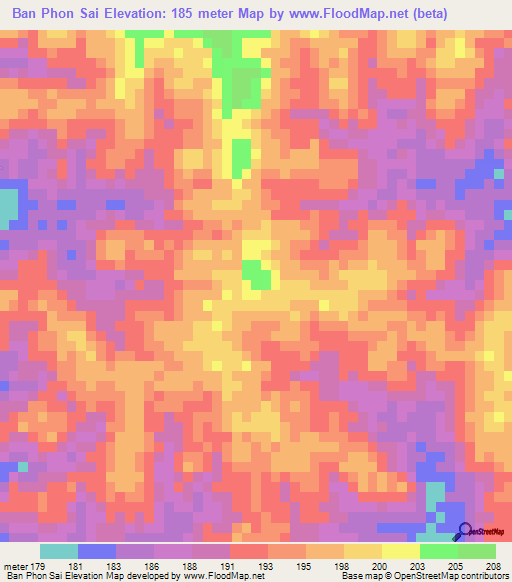 Ban Phon Sai,Thailand Elevation Map