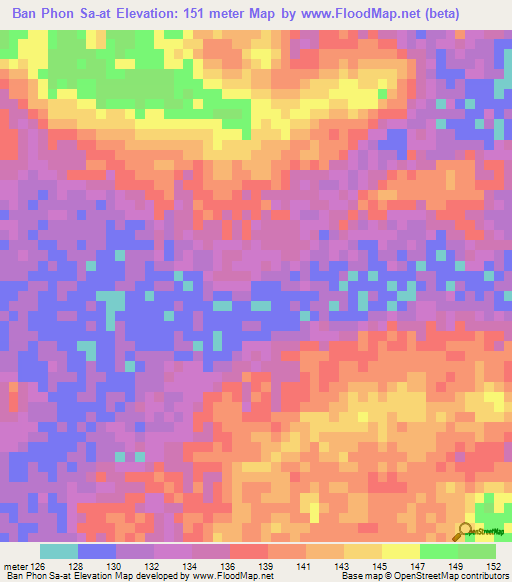 Ban Phon Sa-at,Thailand Elevation Map