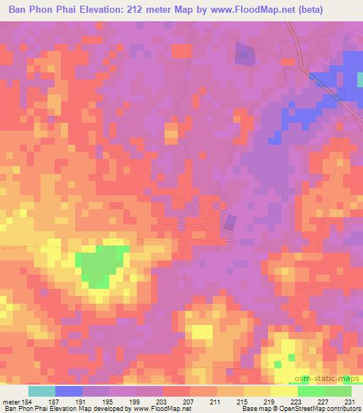 Ban Phon Phai,Thailand Elevation Map