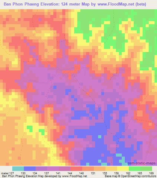 Ban Phon Phaeng,Thailand Elevation Map