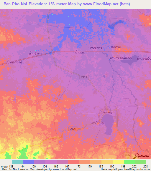 Ban Pho Noi,Thailand Elevation Map