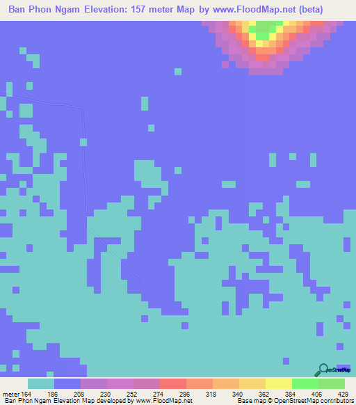Ban Phon Ngam,Thailand Elevation Map
