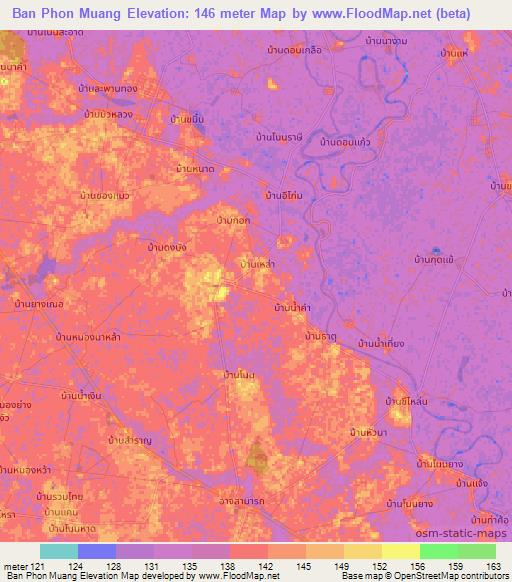 Ban Phon Muang,Thailand Elevation Map