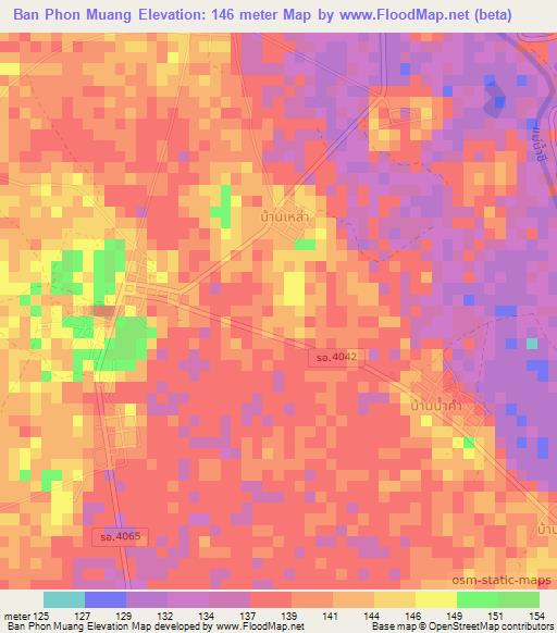 Ban Phon Muang,Thailand Elevation Map
